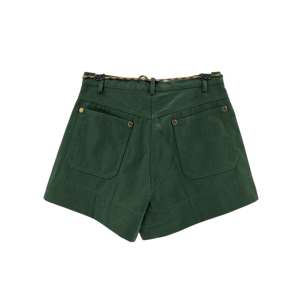 Sandro Two-Tone Drawstring Green Cotton Waist Shorts Size 36 - Picture 3 of 4